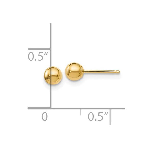 4mm (3/16 Inch) 14k Yellow Gold Polished Ball Friction Back Studs - Picture 4 of 5